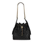 Shiny Crumpled Calfskin Quilted Medium Chanel 25 Handbag Black