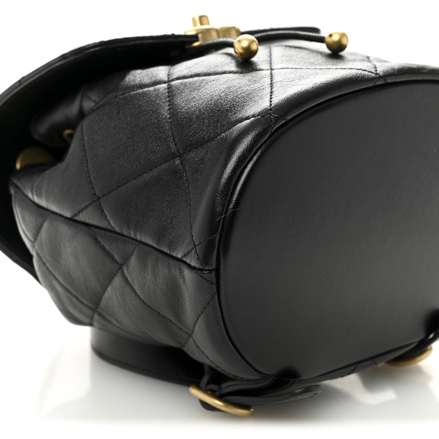 Lambskin Quilted Logo Mini Backpack Black