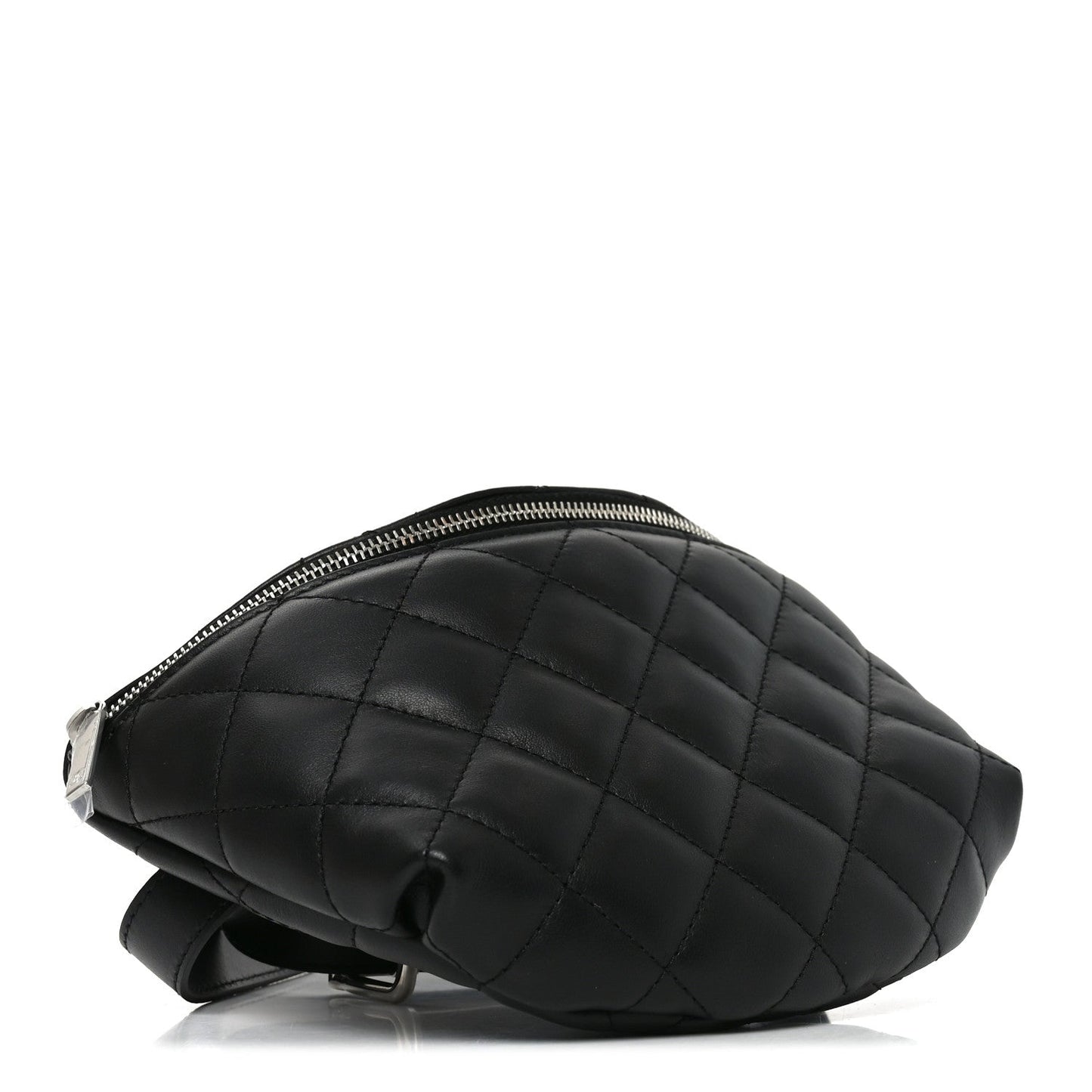 Calfskin Quilted Waist Belt Bag Black