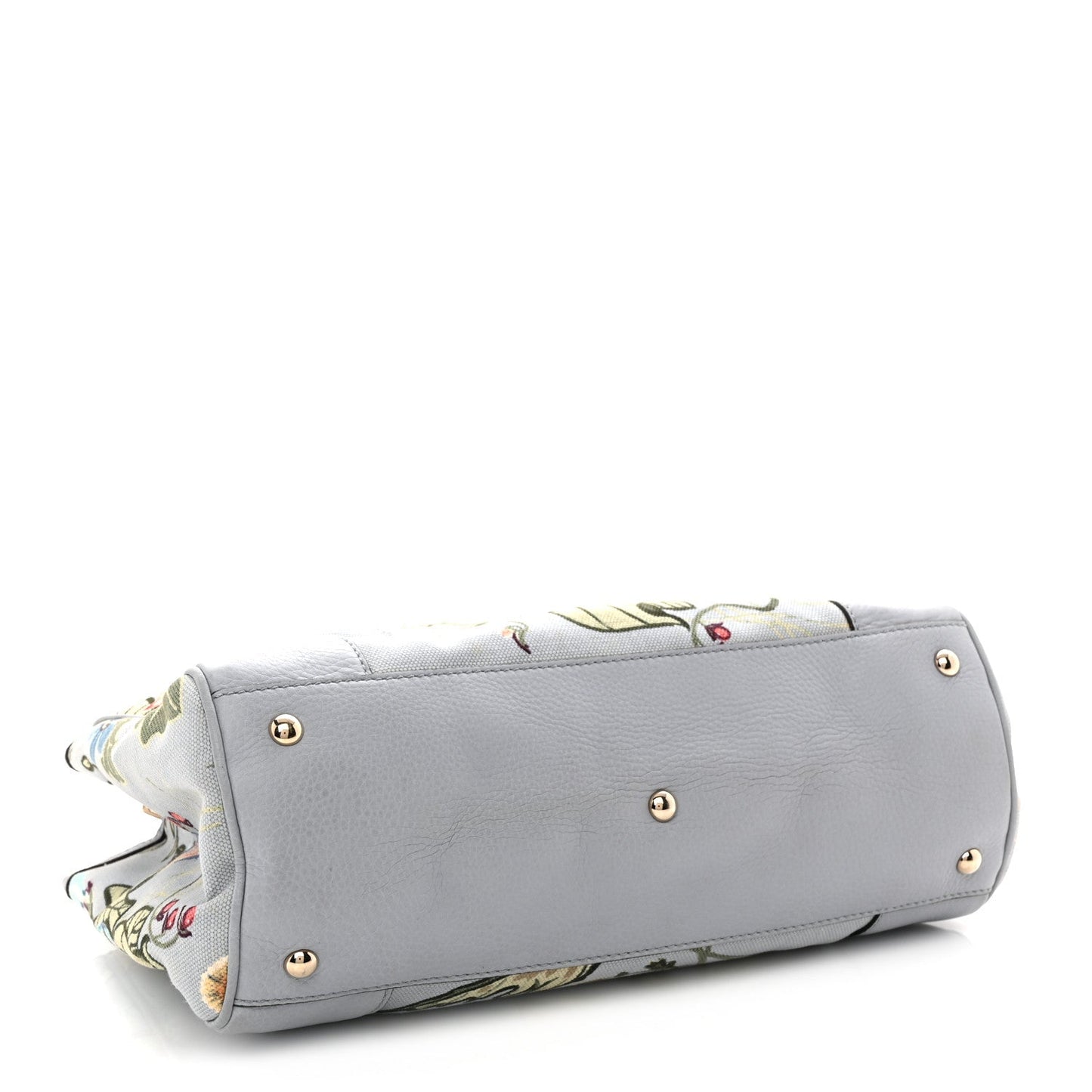 Canvas Cellarius Calfskin Flora Knight Medium Bamboo Shopper Tote Light Blue