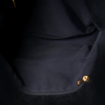 Calfskin Embossed CC Shoulder Bag Black