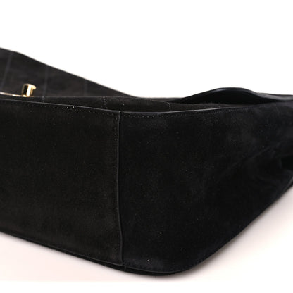Suede Calfskin Small Souplissimo Maxi Flap Black