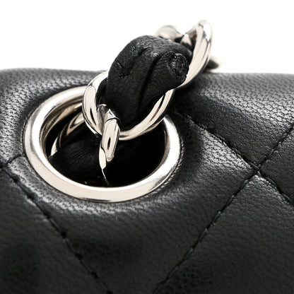Lambskin Quilted Mini Square Flap Black