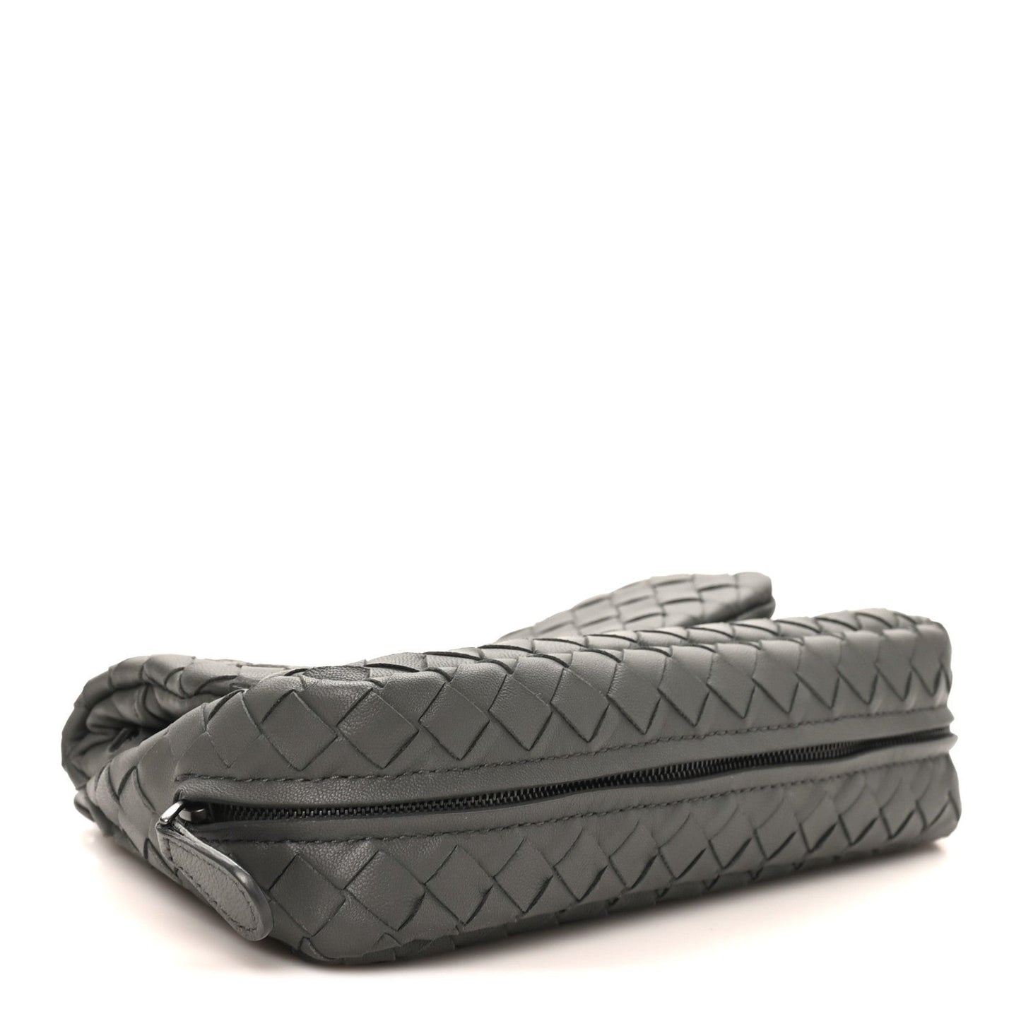 Nappa Intrecciato Small Chain Crossbody Light Grey