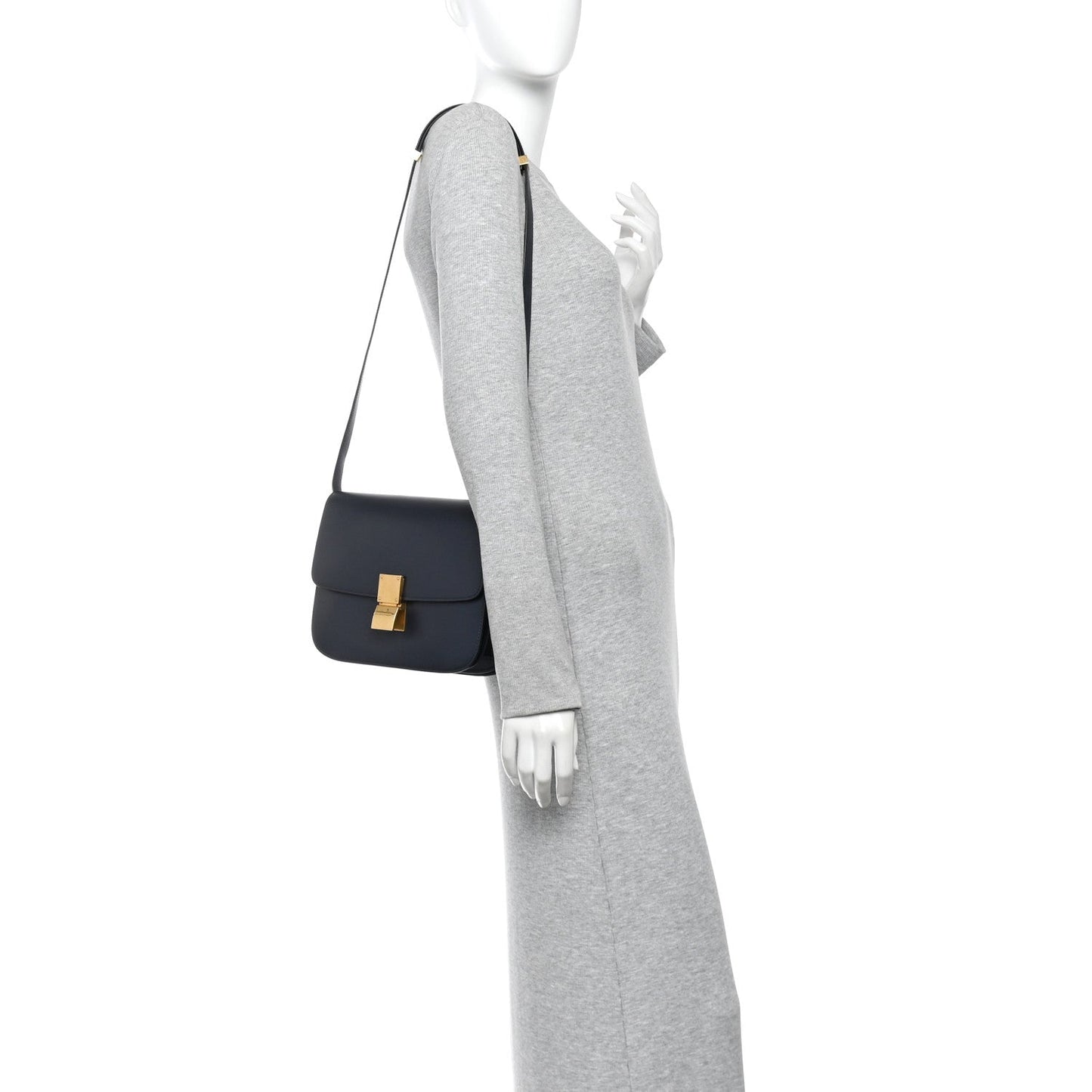 Box Calfskin Medium Classic Box Flap Bag Navy
