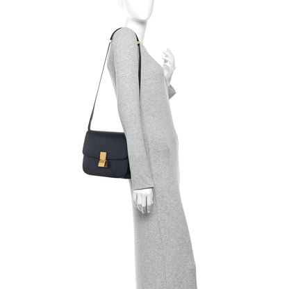 Box Calfskin Medium Classic Box Flap Bag Navy