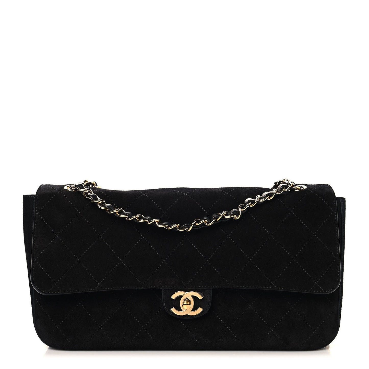 Suede Calfskin Small Souplissimo Maxi Flap Black