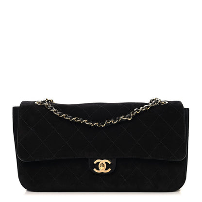 Suede Calfskin Small Souplissimo Maxi Flap Black