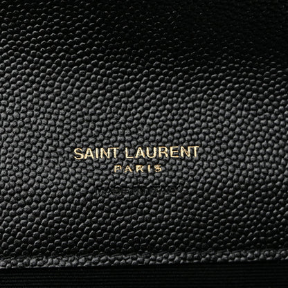 Grain De Poudre Matelasse Chevron Monogram Envelope Clutch Black
