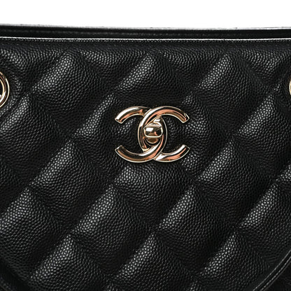 Caviar Quilted Large Shopping Tote Black