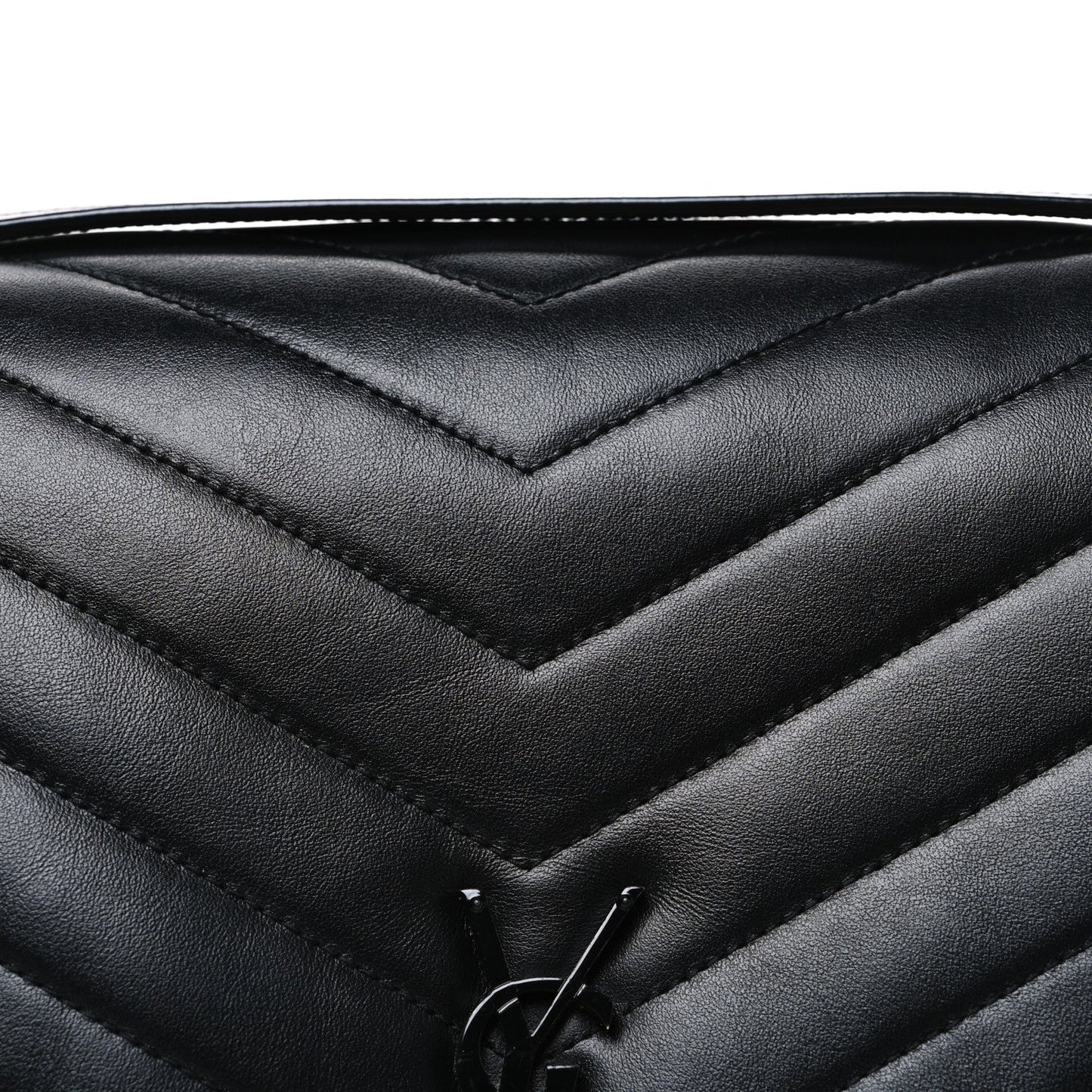 Calfskin Y Quilted Monogram Monochrome Large Loulou Chain Satchel Black