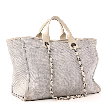 Woven Straw Raffia Medium Deauville Tote Light Blue
