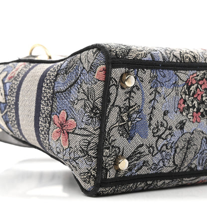 Canvas Embroidered Jardin Magique Medium Lady D-Lite Denim Multicolor