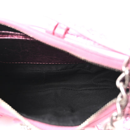 Metallic Agneau Arena Crystal Le Cagole Mini Purse With Chain Met Pink