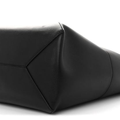 Shiny Calfskin Medium Puzzle Fold Tote Black