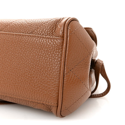 Grained Calfskin Stitched Urban Essentials Small Shopping Bag Camel