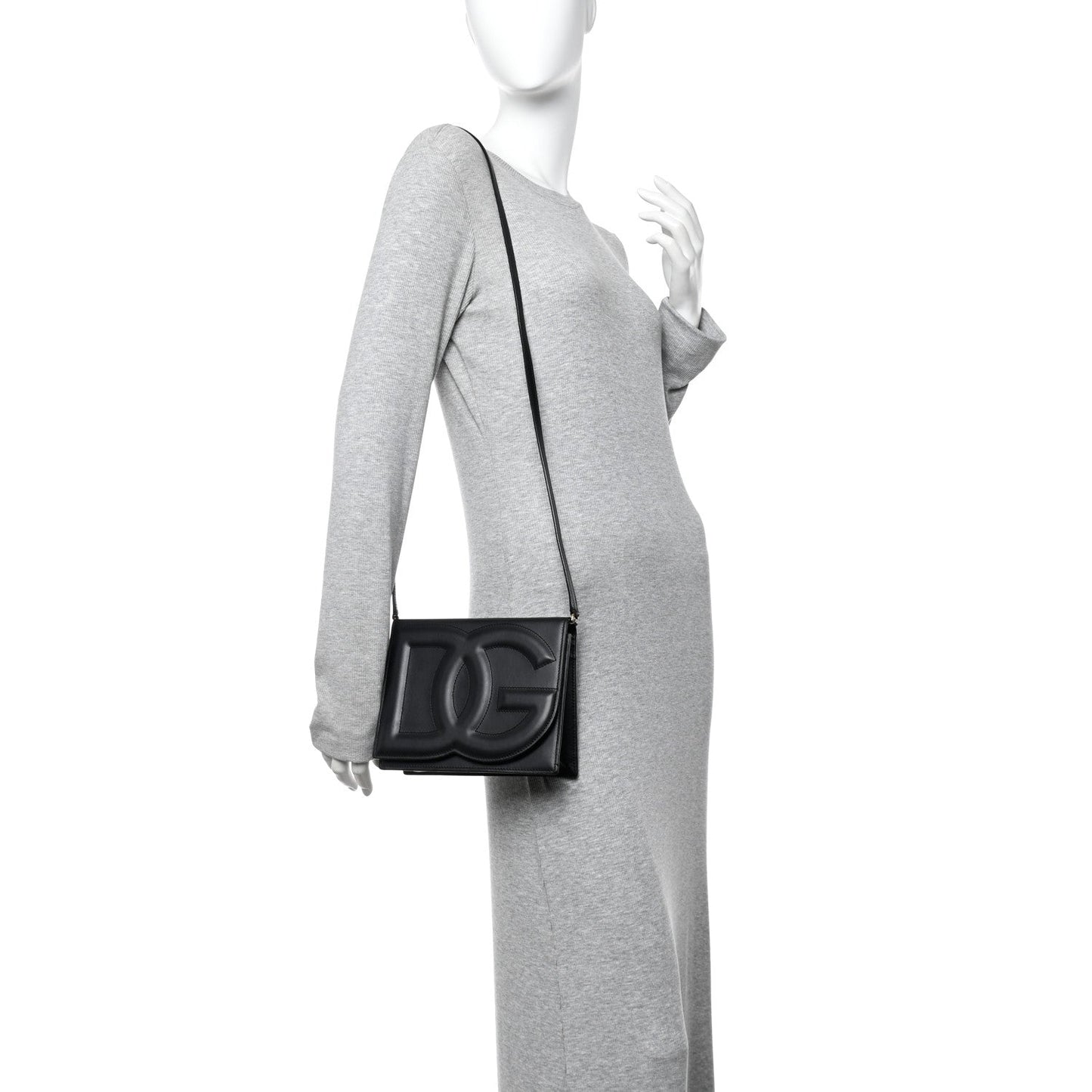 Calfskin DG Logo Flap Crossbody Bag Black