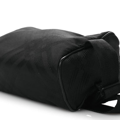 Nylon Jacquard Check Belt Bag Black