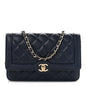 Lambskin Quilted Hold The Line Wallet On Chain WOC Dark Blue