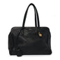 Pebbled Calfskin Large Skull Padlock Zip Around Tote Black
