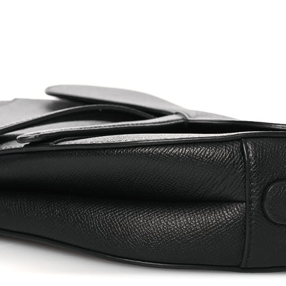 Grained Calfskin Saddle Bag Black