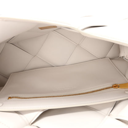 Nappa Intreccio Padded Top Handle Shoulder Bag White