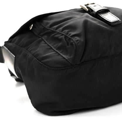 Nylon Vela Saffiano Single Buckle Messenger Shoulder Bag Black