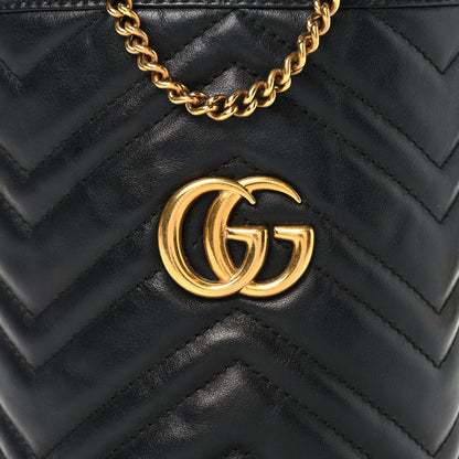 Calfskin Matelasse Mini GG Marmont 2.0 Bucket Bag Black