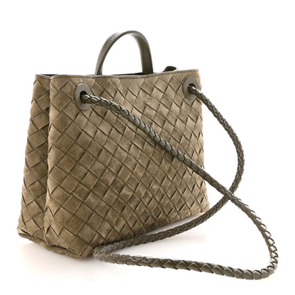 Suede Intrecciato Small Andiamo Shoulder Bag Cypress