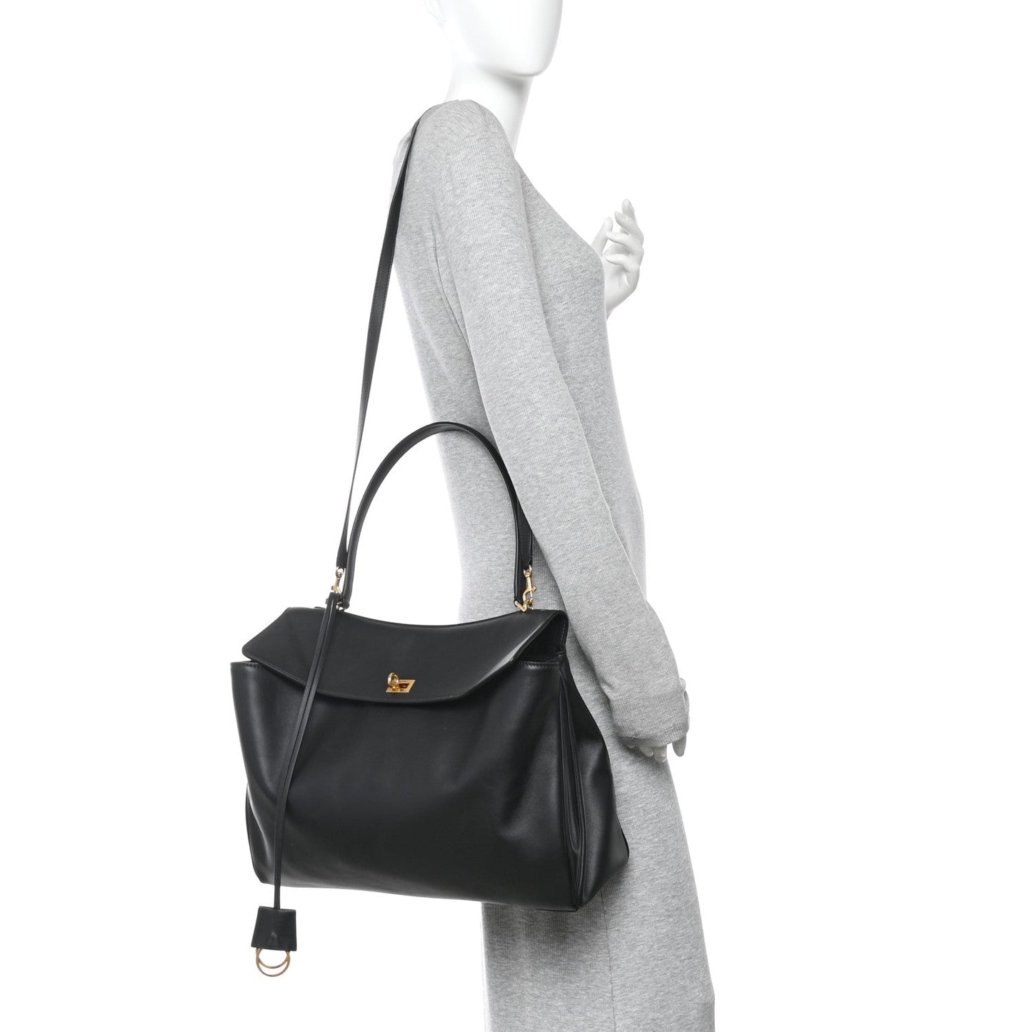 Smooth Calfskin Large Rodeo Top Handle Handbag Black