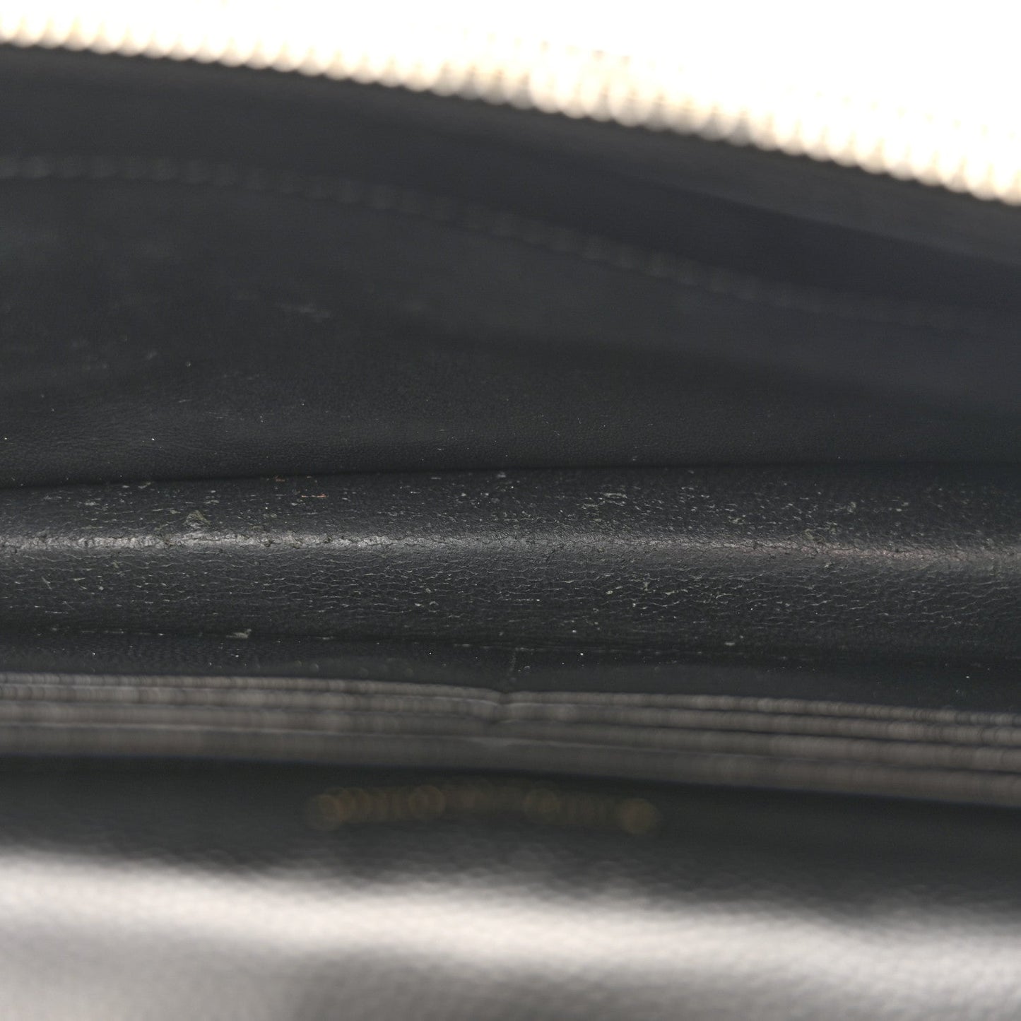 Grain De Poudre Matelasse Chevron Monogram Envelope Chain Wallet Black