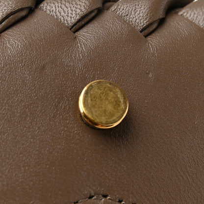 Nappa Intreccio Mini Cobble Shoulder Bag Taupe Grey