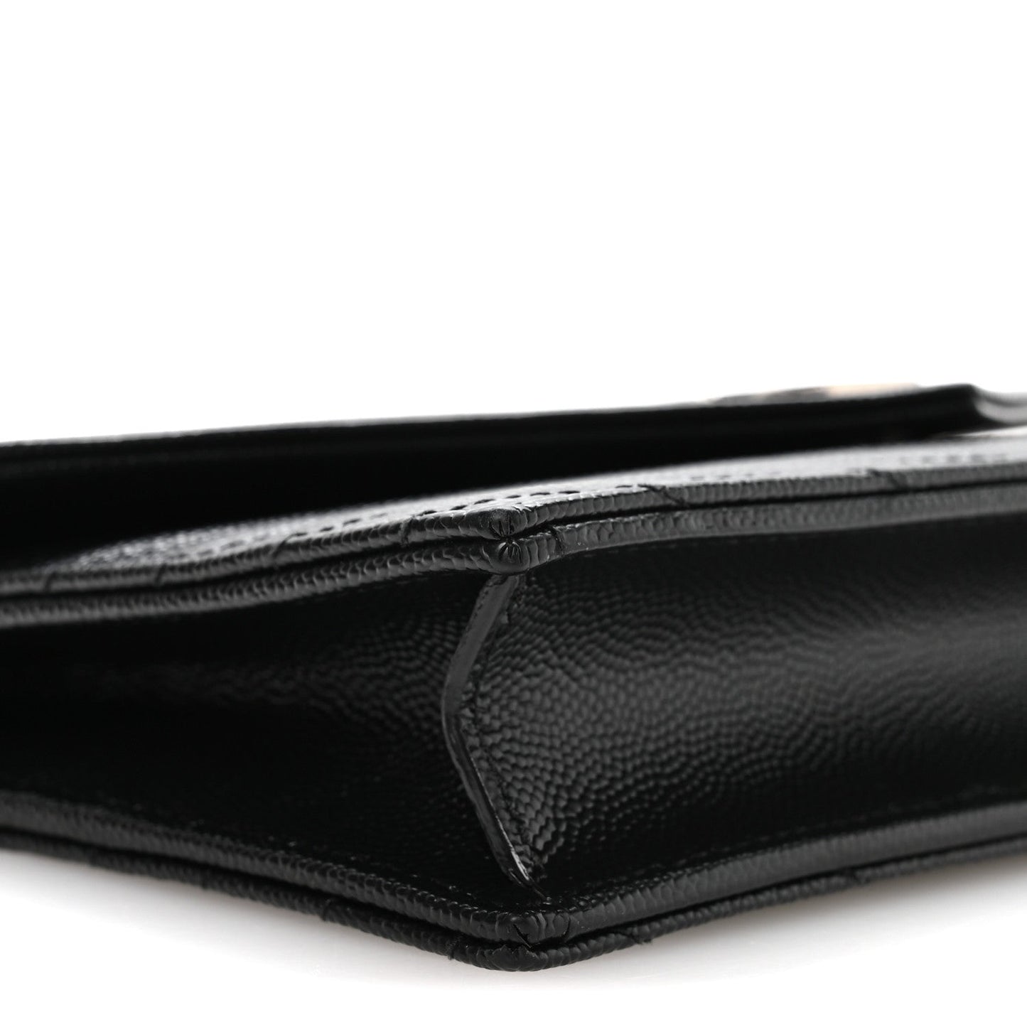 Grain De Poudre Matelasse Chevron Monogram Envelope Chain Wallet Black