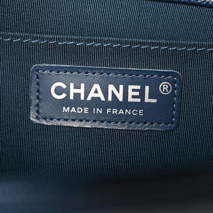 Caviar Quilted Medium Boy Flap Dark Navy Blue