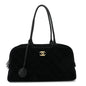 Suede Calfskin Large Perfect Bowling Bag Black
