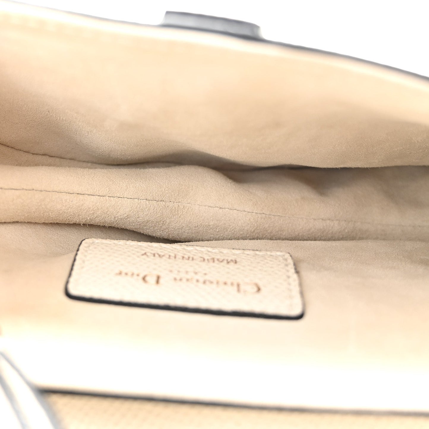 Grained Calfskin Mini Saddle Bag White