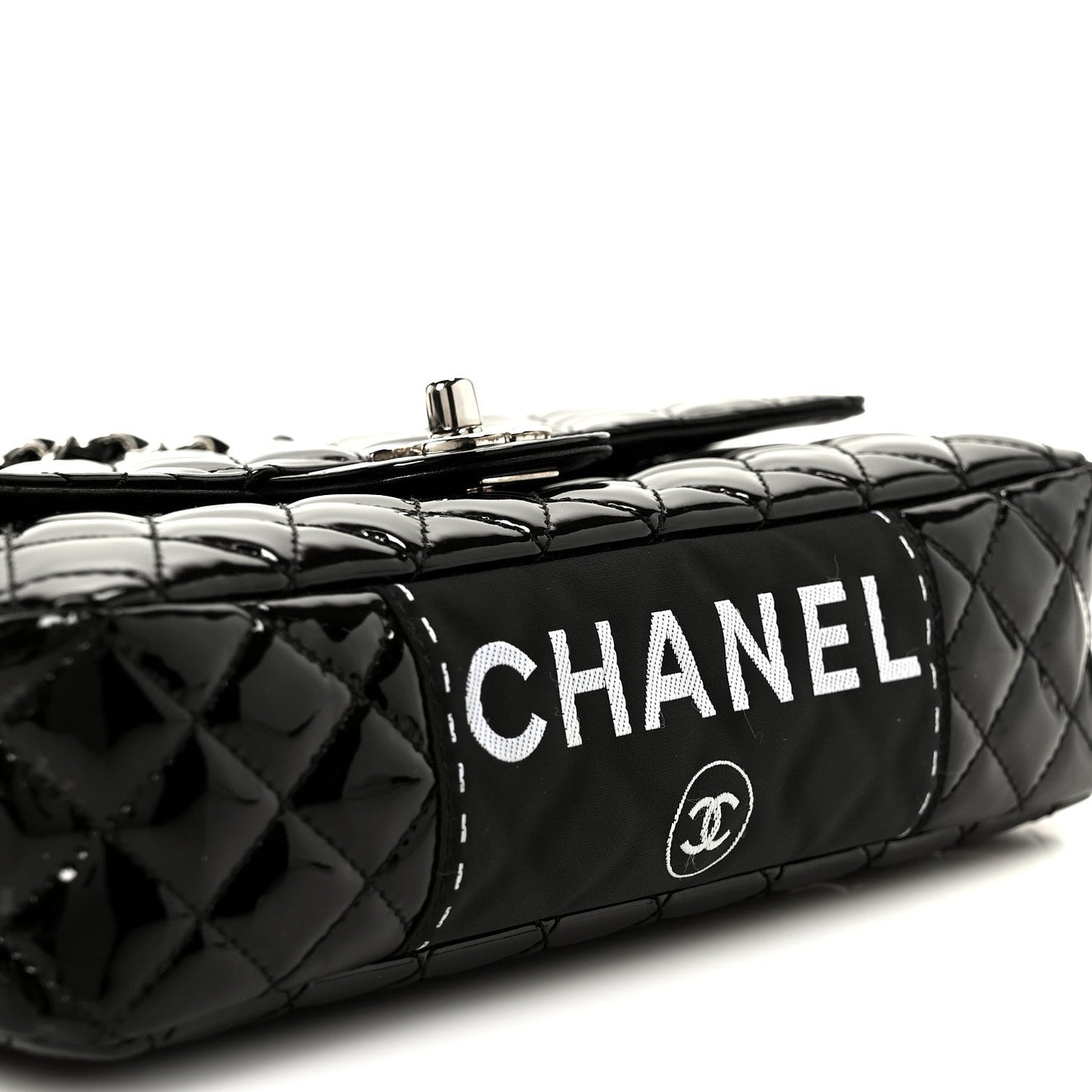 Patent Quilted Secret Label Medium Flap Black