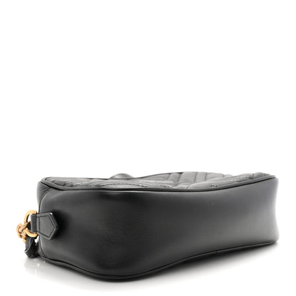 Calfskin Matelasse Small GG Marmont Chain Shoulder Bag Black