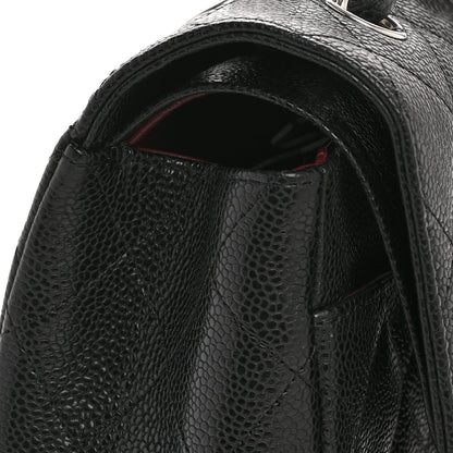 Caviar Quilted Jumbo Double Flap Black