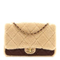 Shearling Lambskin Quilted Large Furry Coco Flap Beige Dark Brown