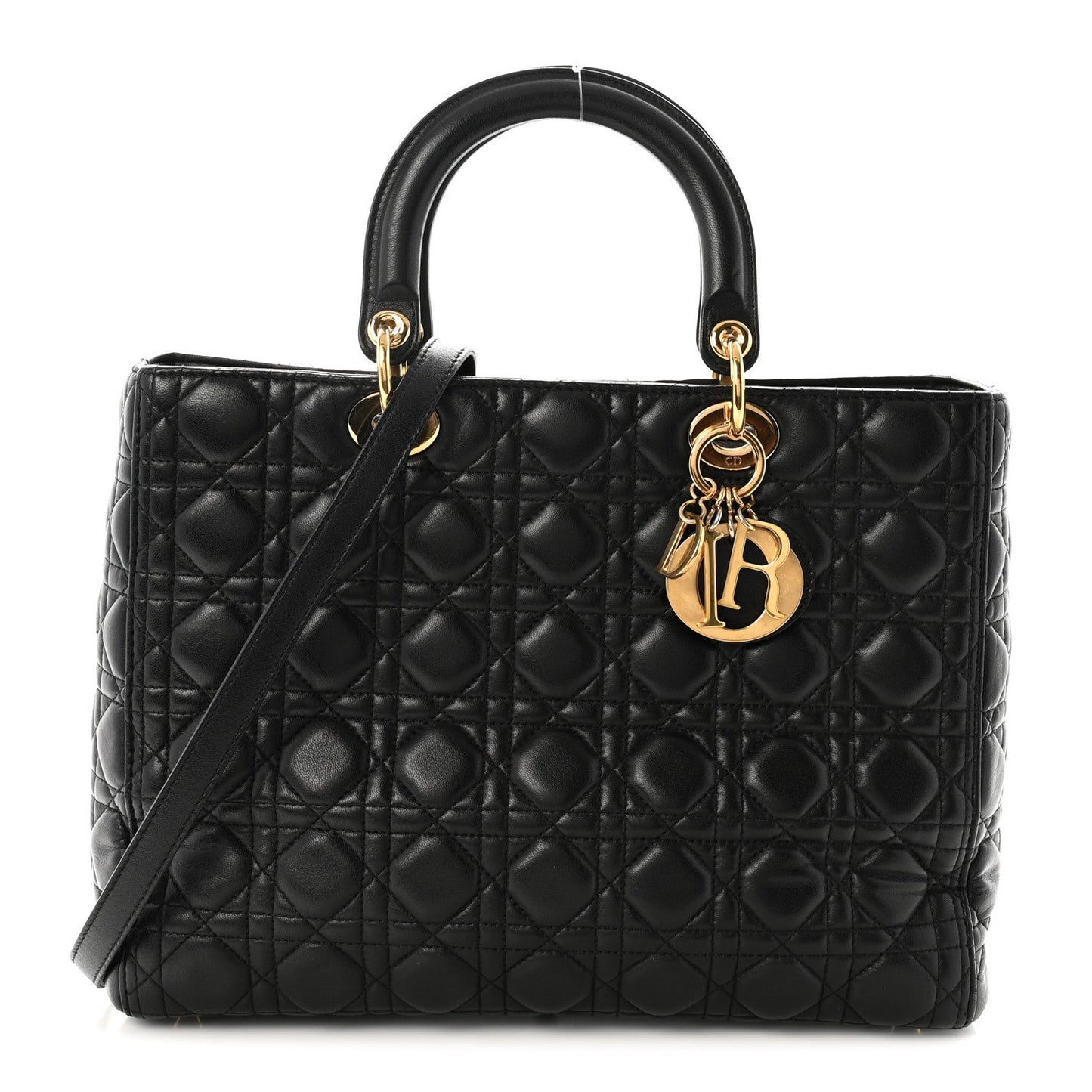 Lambskin Cannage Large Lady Dior Black