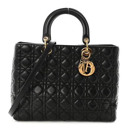 Lambskin Cannage Large Lady Dior Black