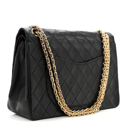 Lambskin Quilted Medium Double Flap Bijoux Chain Black