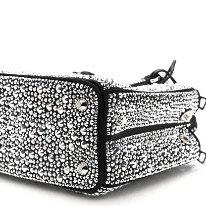 Satin Crystal Mini Galleria Double Zip Tote Metal