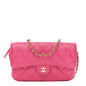 Caviar Quilted Flap Phone Holder With Chain Pink