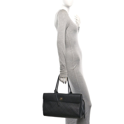 Grained Calfskin Stitched Urban Essentials Large Shopping Bag Black