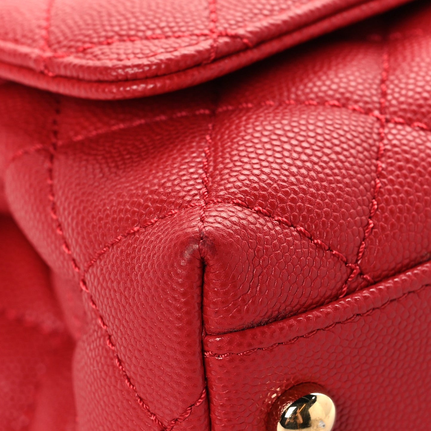 Caviar Lizard Embossed Quilted Extra Mini Coco Handle Flap Red