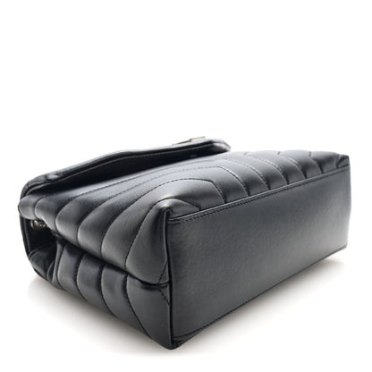 Calfskin Y Quilted Monogram Small Loulou Chain Satchel Black