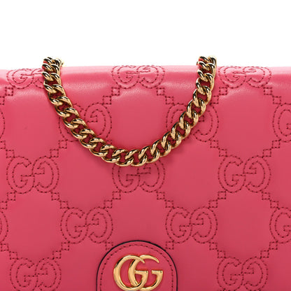 Calfskin GG Matelasse Chain Wallet Rhodamine Pink