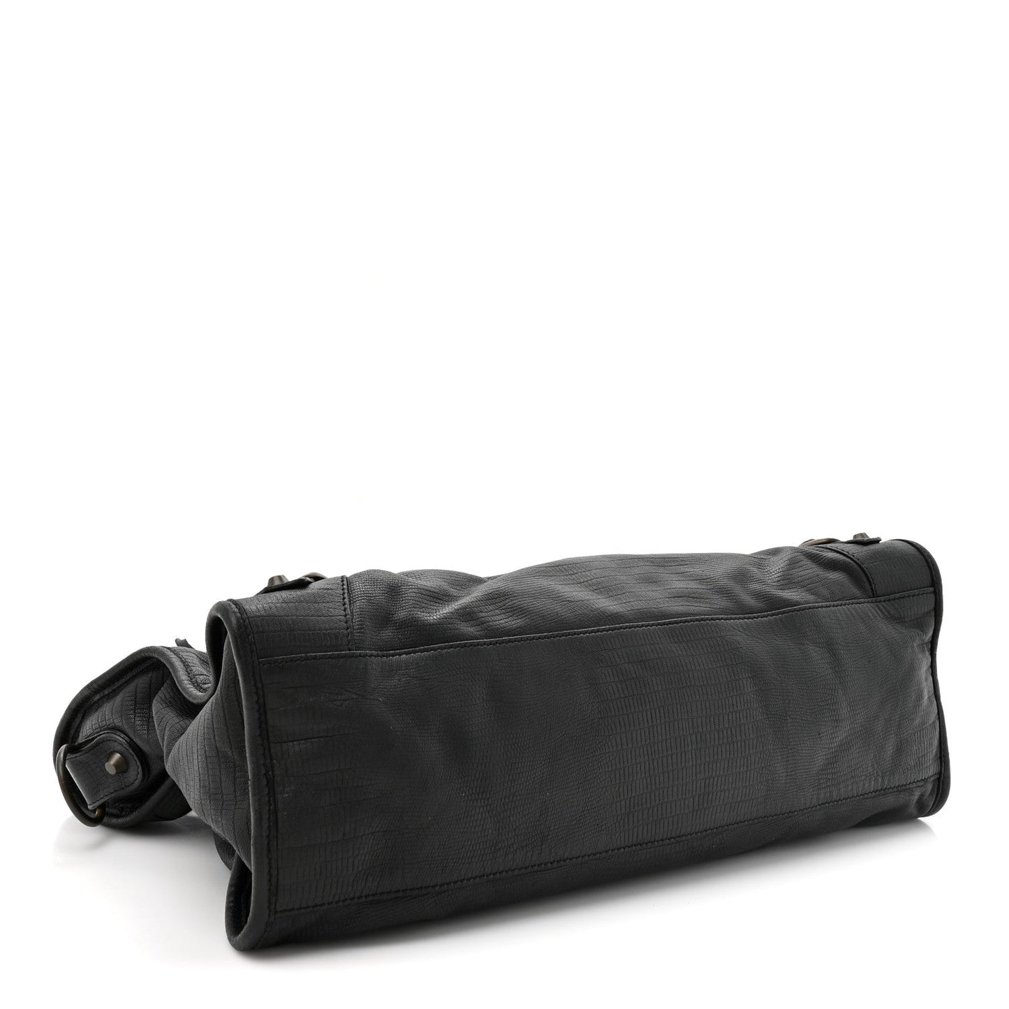 Calfskin Lizard Embossed Classic Hardware City Black